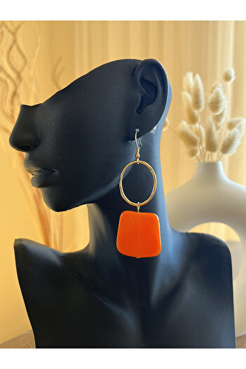 Büyük Hanım Modern Style Acrylic Metal Orange Earrings