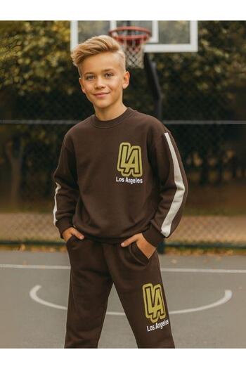 Zekids Boy's Los Angeles Letter Print Design Tracksuit Set