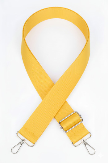 Defnella Yellow Polyester Column Adjustable Bag Handle - (125 cm) with Silver Metal Accessories (4cm)