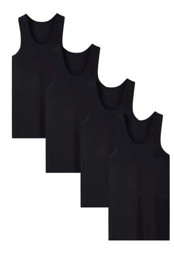 White Velvet Men's 4-Pack Lycra Cotton Black Undershirt Q.U.O1.K.0K.A0.K.6O.T.A4