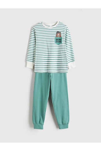 LC Waikiki Ecru Crew Neck Boys Pajama Set