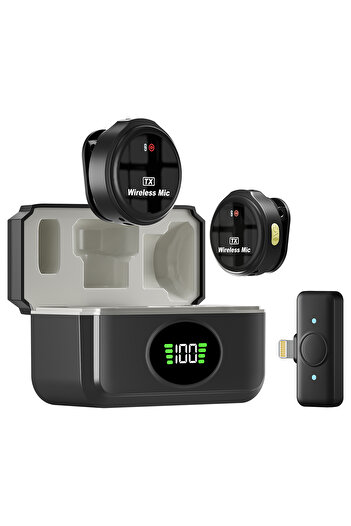 Generic Long Working Hours 1 Drag 2 Type C Wireless Stereo Condenser Microphone Outdoor Noise Canceling Dual