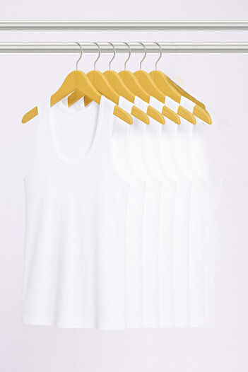 White Velvet Men's Lycra Bamboo White 6-Pack Undershirt Qi̇2K7L1K9K.6L