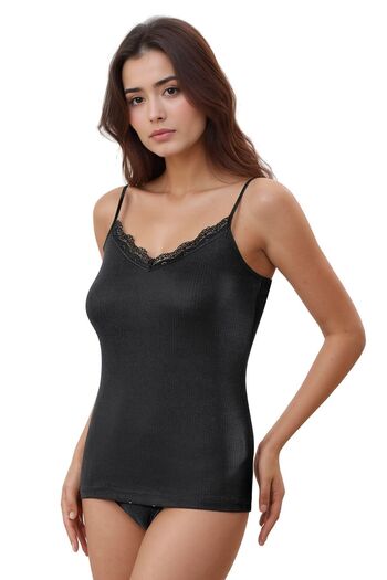 White Velvet Women's Cotton Lycra Lace Rope Strap Combed Cotton 6-Piece Undershirt Q6K4K2T1Ka