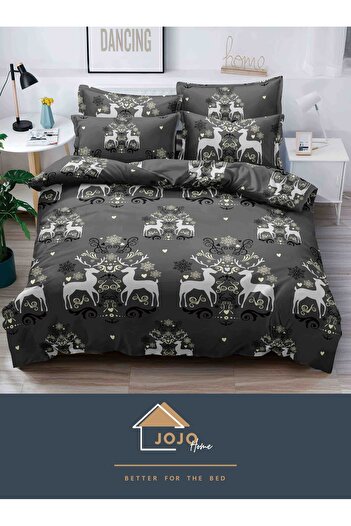 JOJO HOME Bedding set, Christmas Edition, Jojo Home, 6 pieces, 230x240cm, Grey, Reindeer