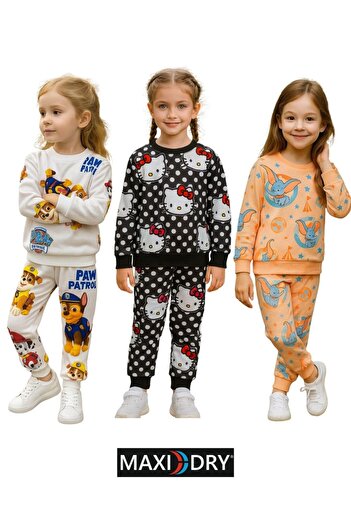 MAXI DRY 3 Pieces Long Sleeve Seasonal Girls' Bottom and Top Set
