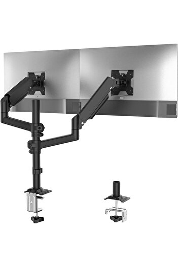 WALI Premium Dual LCD Monitor Desk Mount Fully Adjustable Gas Spring Stand for Display up to 32", 17