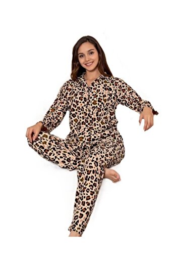 bipamuk Luna Suede Winter Suede Shirt Collar Women's Pajama Set M/Xxl