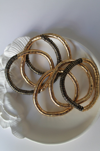 Luvix Design Gold Black Detailed Multi-Design Bracelet