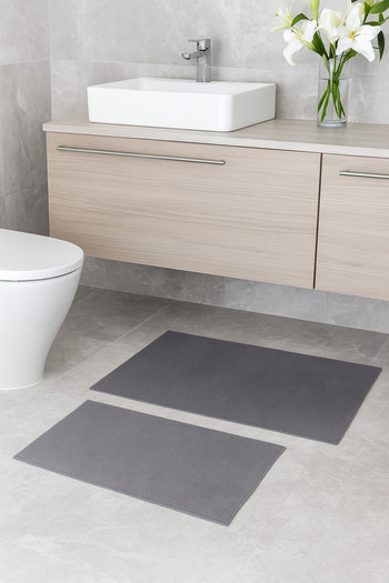 Colore Home Non-Slip Base Washable Plush 2-Piece Gray Bath Mat