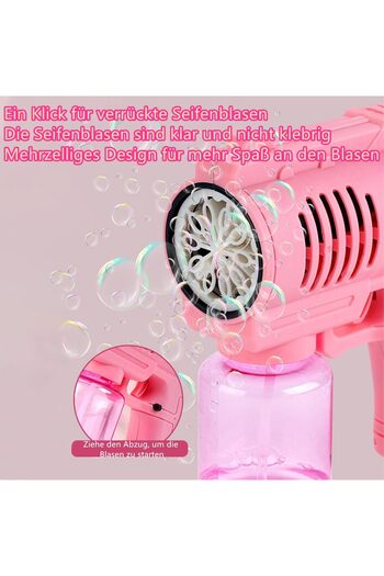 REZZOSS 10 Holes Soap Bubble Gun Set Bubble Machine with 130 ml Bubble Solution for Bubble Party,PINK COLOUR