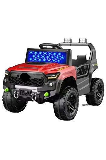 Toybox Electric Ride-On Jeep for Kids with LED Lights, Remote Control & Bluetooth - Red