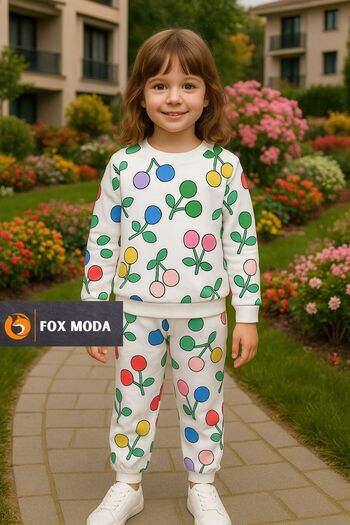 Fox Moda Girl's Seasonal Top and Bottom Set Cherry Patterned