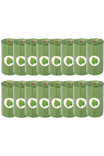 TrioStore Pungi igienice cu suport, 100% compostabile, maro pentru câini, 16 role, 15 pungi per rolă