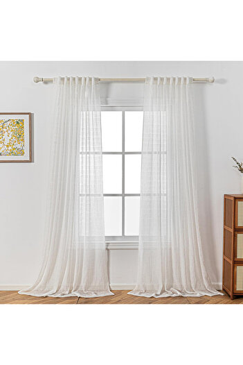 Five Store Linen fabric curtain with tunnel-type relining, modern style, Lienz, 75 g/m2, 140 x 270 cm, beige