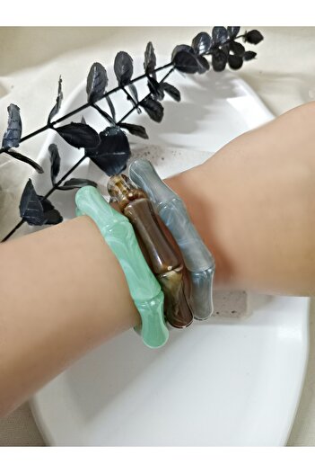mos&more Gray Beaded Stretch Bracelet