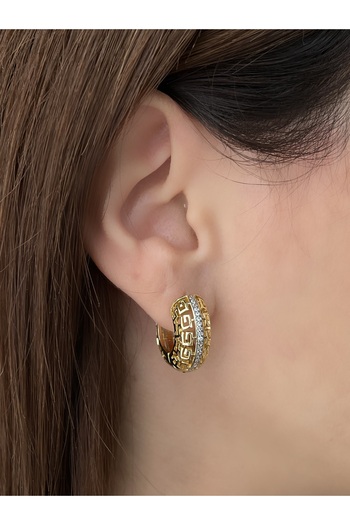 Twinssis Accessories Versa Gold Stone Hoop Earrings