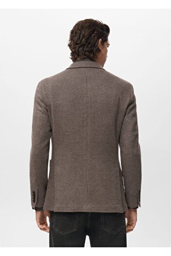 MANGO Man Slim fit mikro kazayağı desenli blazer ceket