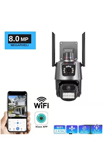 SeLeSe Camera de supraveghere dubla WIFI SeLeSe, 8MP, exterior, Ultra HD, 5X zoom, rotire, leduri lumina
