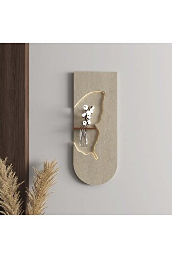 SND Wall-mounted Wooden Shelf with Lighting and Vase