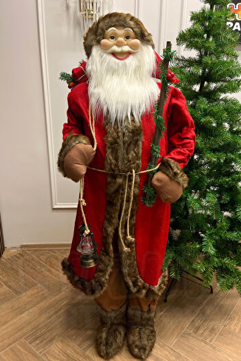 Huzur Party Store 150 Cm Mega Boy Noel Baba Figürü Özel Prime Seri Kırmızı Kürklü Yılbaşı Yeni Yıl Çam Ağacı Dekoru