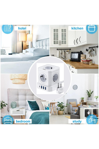 SeLeSe SeLeSe cube extension cord, with 5 sockets, 3 USB + 1 USB TYPE C
