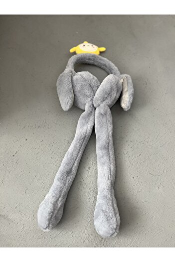 ZERAMİNE Children's Headphones with Gray Plush Toy Figure - Movable Headphones