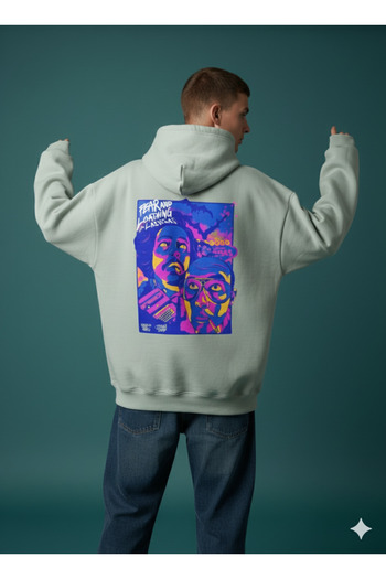 By Caspita Fashion Lenithra Las Vegas Back Printed Unisex Oversize Gray Hoodie