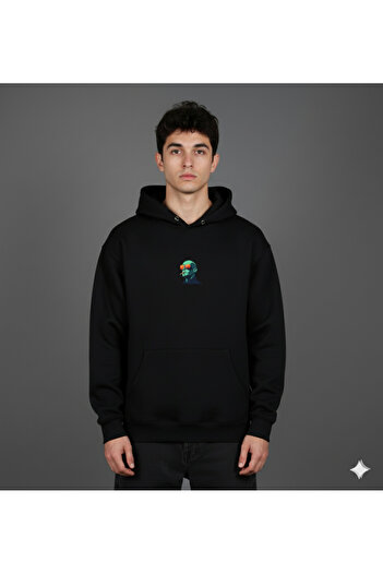 By Caspita Fashion Lenithra Jazz Club Back Printed Unisex Oversize Black Hoodie