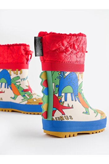 Next Baby Red Blue Thermal Dinosaur Patterned Boots / Rain Boots
