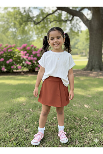 FESSHERA KİDS Girl's Suit with Skirt, Blouse and Pleated Skirt, 2-Piece Top and Bottom Set, Festive and Casual Girl's Clothing