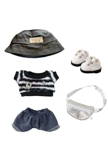 Generic Peke-Buo 17cm Doll Clothes Set, 5 Pieces Casual Wear Outfit Set (No Doll)