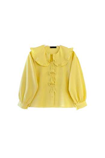 MODA Ruffled Baby Collar Bow Detailed Skirt Top Short Shirt