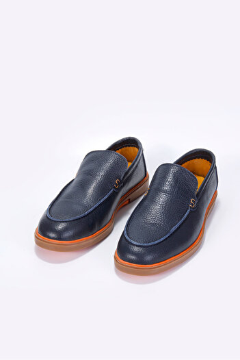 Vantaggio Ravello Navy Blue 100% Genuine Leather Men's Loafer Shoes