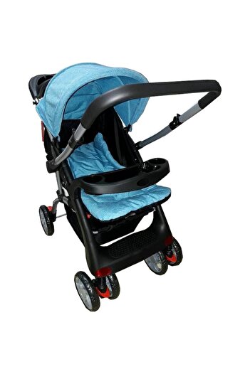 Baby Care Cărucior PRO C18 2 în 1, mâner reversibil, înclinare în 3 poziții, frână de picior, pliabil, albastru