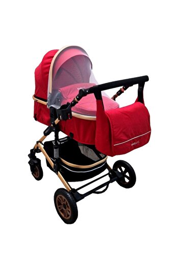 Baby Care ™ PRO 531 2-in-1 Stroller with Baby Bag, Aluminum Frame, Shock Absorbers, Red