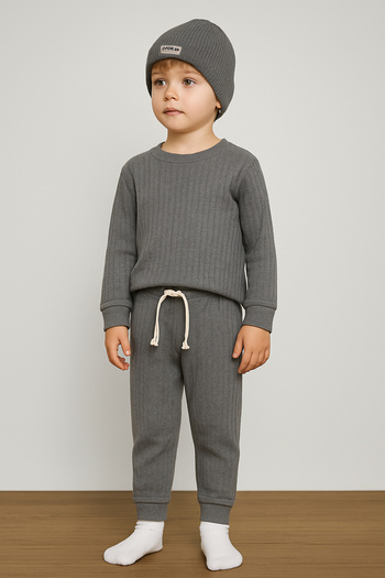 Bubito Hat Baby & Child Top and Bottom 3-Piece Set-Grey