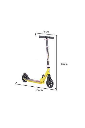 NOVOKIDS Rocket Challenger Foldable Scooter, Max 100kg, Adjustable Height, Yellow and Pink