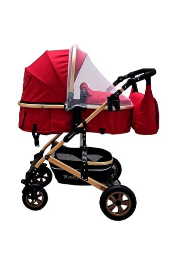 Baby Care ™ PRO 531 2-in-1 Stroller with Baby Bag, Aluminum Frame, Shock Absorbers, Red