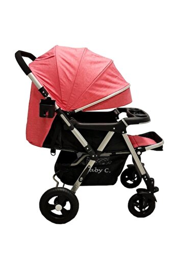 Baby Care PRO 511, 2-in-1 Newborn Stroller, Aluminum Frame, Reversible Handle, Red