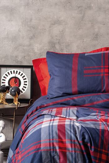 ŞENER HOME Cottobox Masculine Single Duvet Cover Set Abel Red