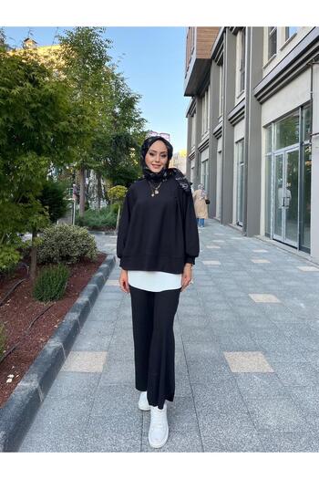 W WARGA Pants with Slit Detail Set
