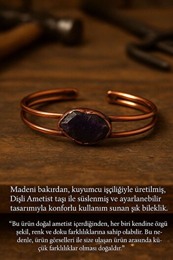 Zeyn Ametist Bakır Bileklik