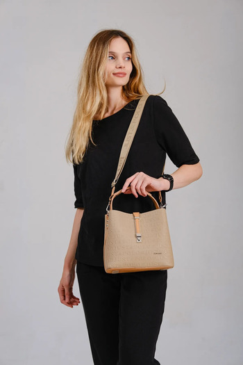 JP POLO Women's Original Just Polo Mink Tan 3-Compartment Waterproof Crossbody and Shoulder Bag 22 X 20 cm