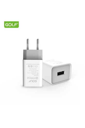 Golf Power Supply Charger 230V to 1x QC USB 3A Fast Charge White GF-U206Q blister