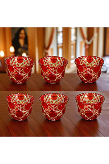 AYZ HOME 6-Piece Colorful Cut Crystal Glass Coffee Side Tray / Mirra Set