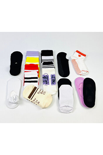 Dore Original Women's Set of 16 Yoga & Pilates Non-Slip Sole Trend Model Special Package Socks Set 16 Pairs