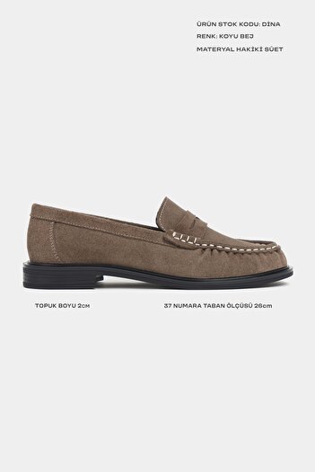 NİŞANTAŞI SHOES Дамски мокасини Dina Light Beige от естествена кожа с плоска подметка