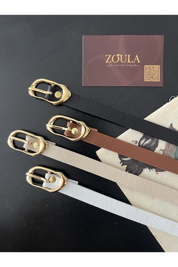 Zoula 4-Pack Deal Product Gold Buckle Thin Belt, Trouser Belt, Shirt Belt, Coat Belt, Dress Belt
