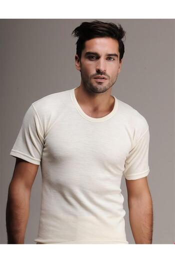 Hasyün Men's 75% Wool Short Sleeve Undershirt Undershirt Innerwear 100E- 2 Pieces